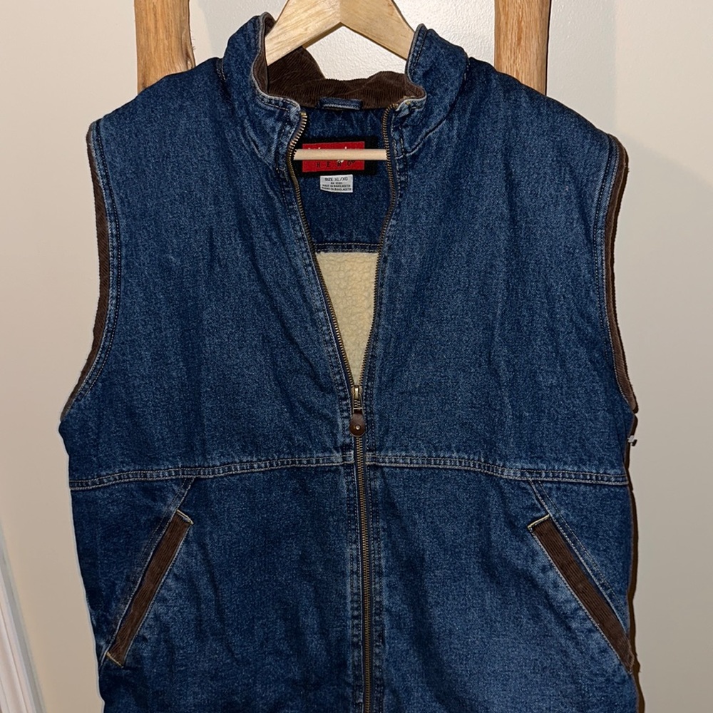 RARE Vintage 1990s Wrangler Sherpa Lined Denim Rancher Cowboy Vest